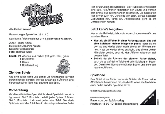 Affen Bande - Ein buntes Kinderspiel für schnelle Reaktionen