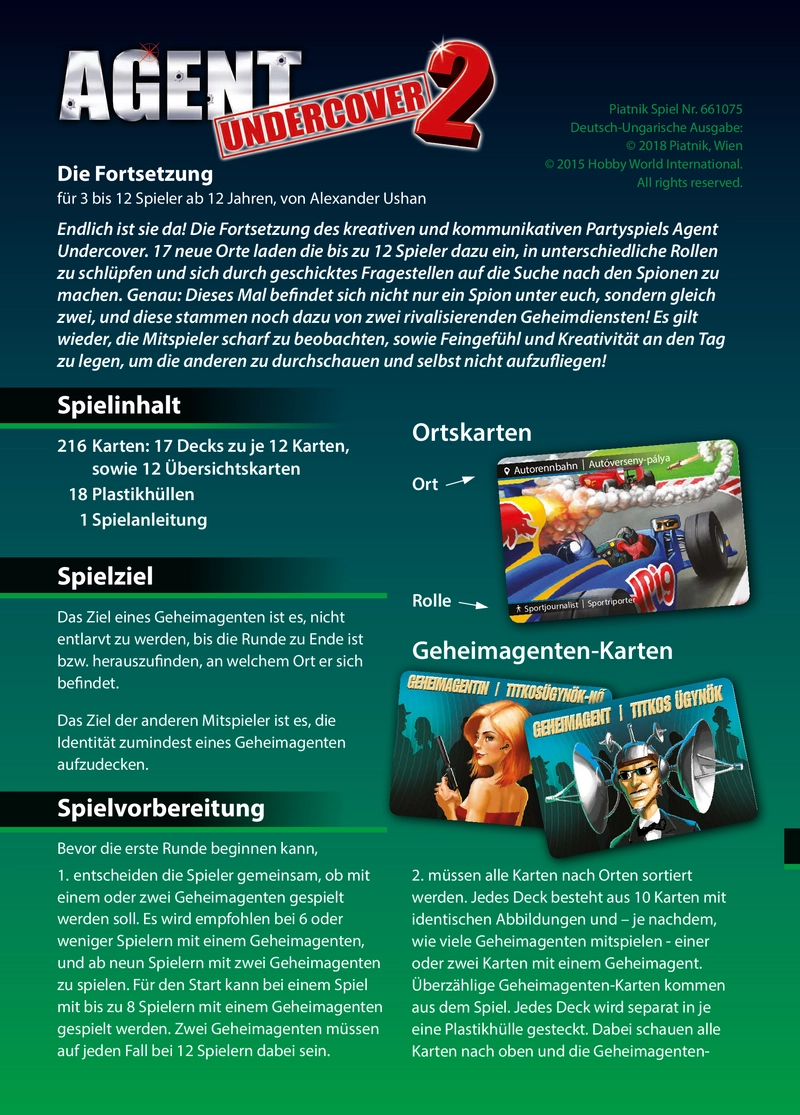 Agent Undercover 2 - Spieleanleitung und Regeln