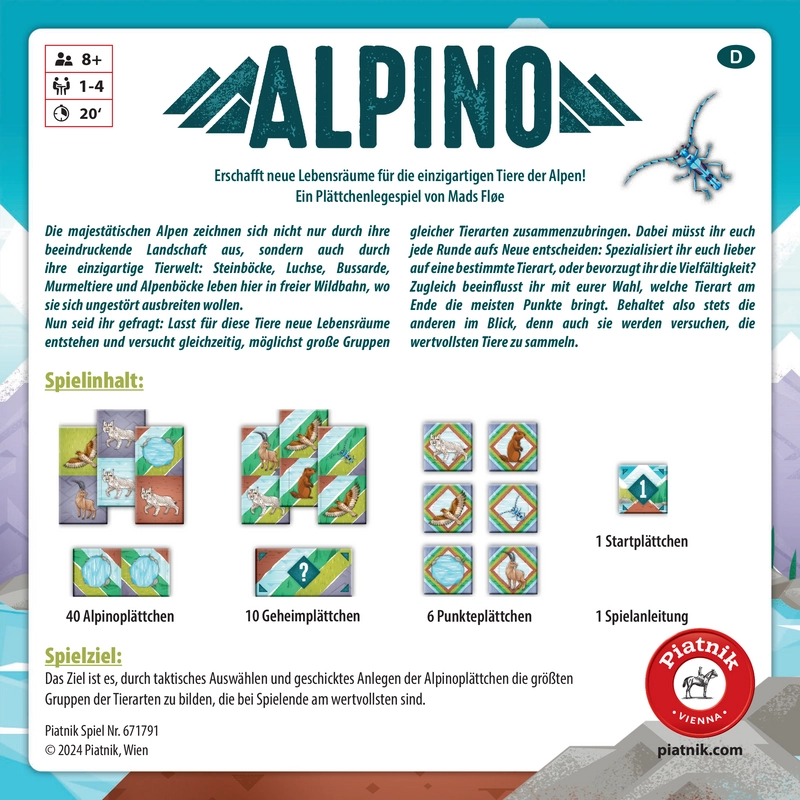 Alpino - Strategisches Plättchenlegespiel für die Alpen