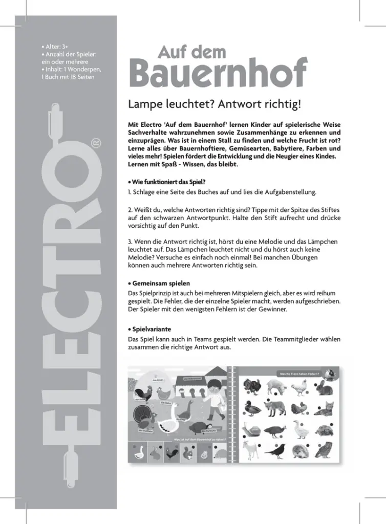 Auf dem Bauernhof - Lernspiel für Kinder mit Elektro-Funktion