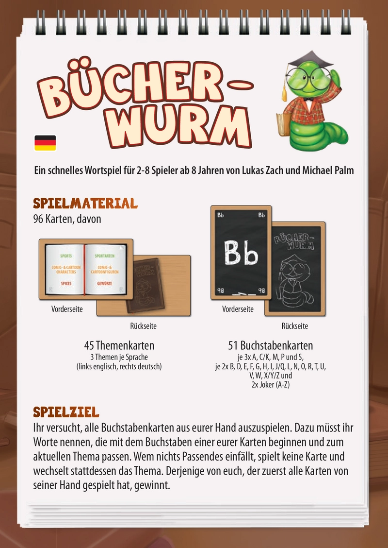 Bücher-Wurm - Schnelles Wortspiel für Kinder und Erwachsene