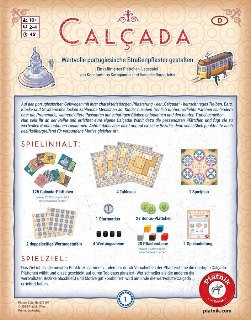 Calçada - Kreatives Brettspiel zur Gestaltung portugiesischer Pflasterungen