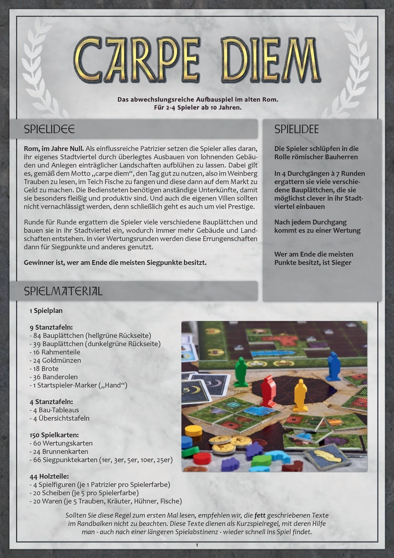 Carpe Diem - Strategisches Brettspiel im alten Rom