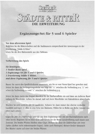 CATAN Städte & Ritter Erweiterung für 5 und 6 Spieler Anleitung