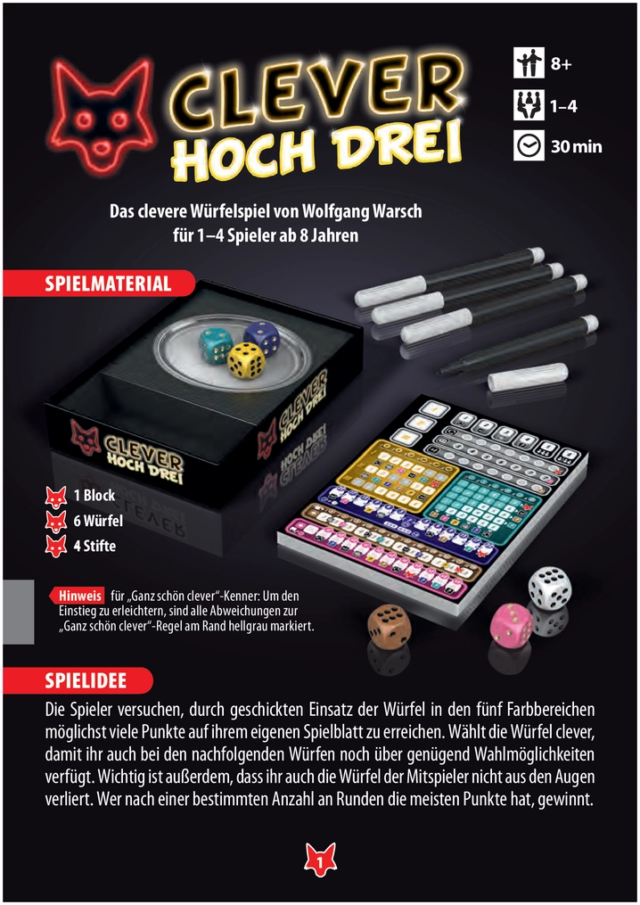 Clever Hoch Drei - Würfelspiel von Wolfgang Warsch