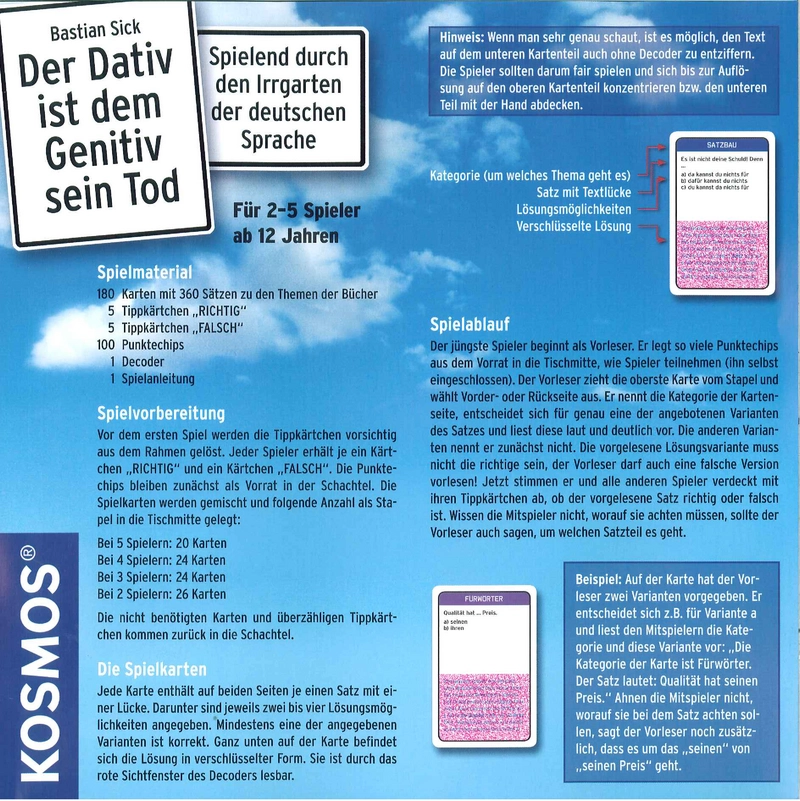 Der Dativ ist dem Genitiv sein Tod - Spielanleitung und Regeln