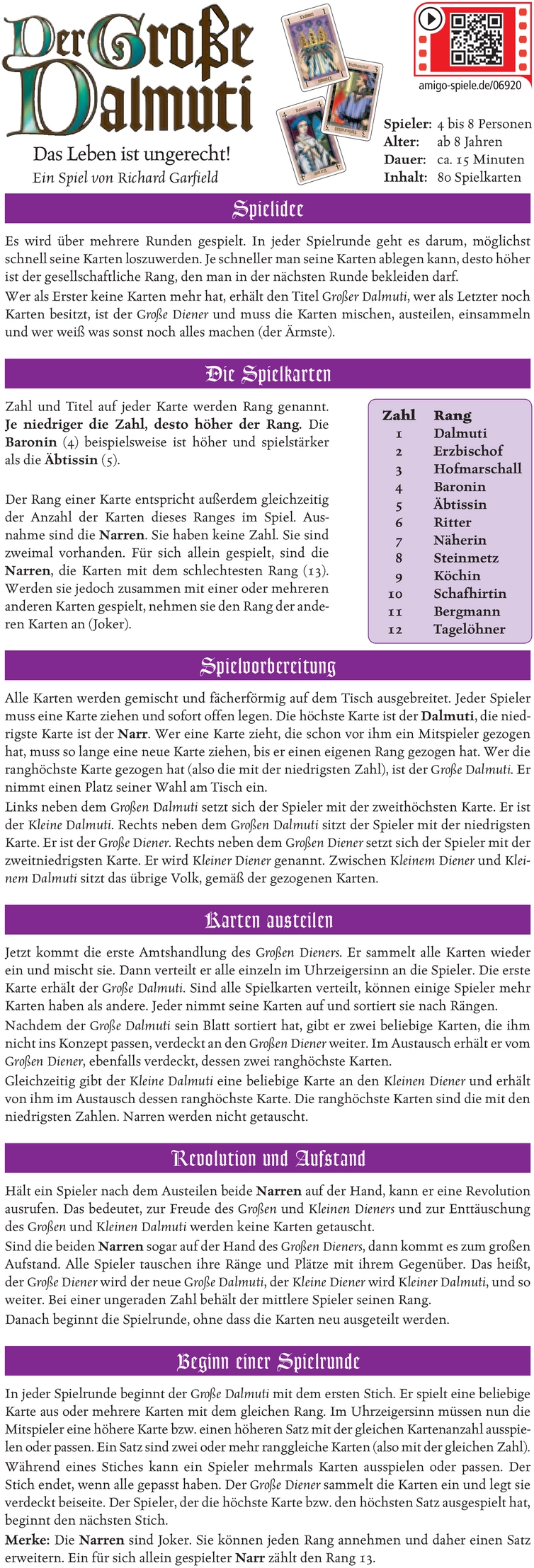 Der Große Dalmuti - Kartenspielanleitung & Regeln