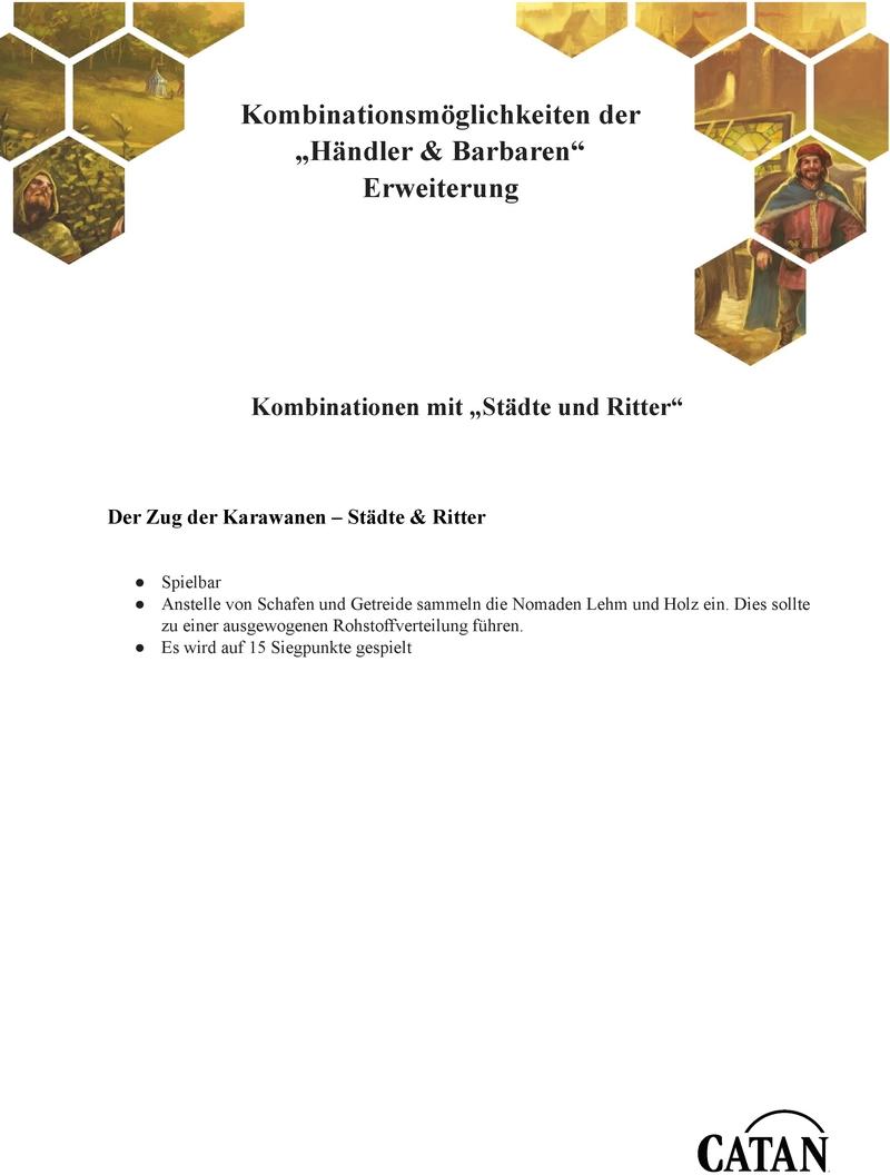 Kombinationsmöglichkeiten der Erweiterung ‚Händler & Barbaren‘ für Catan