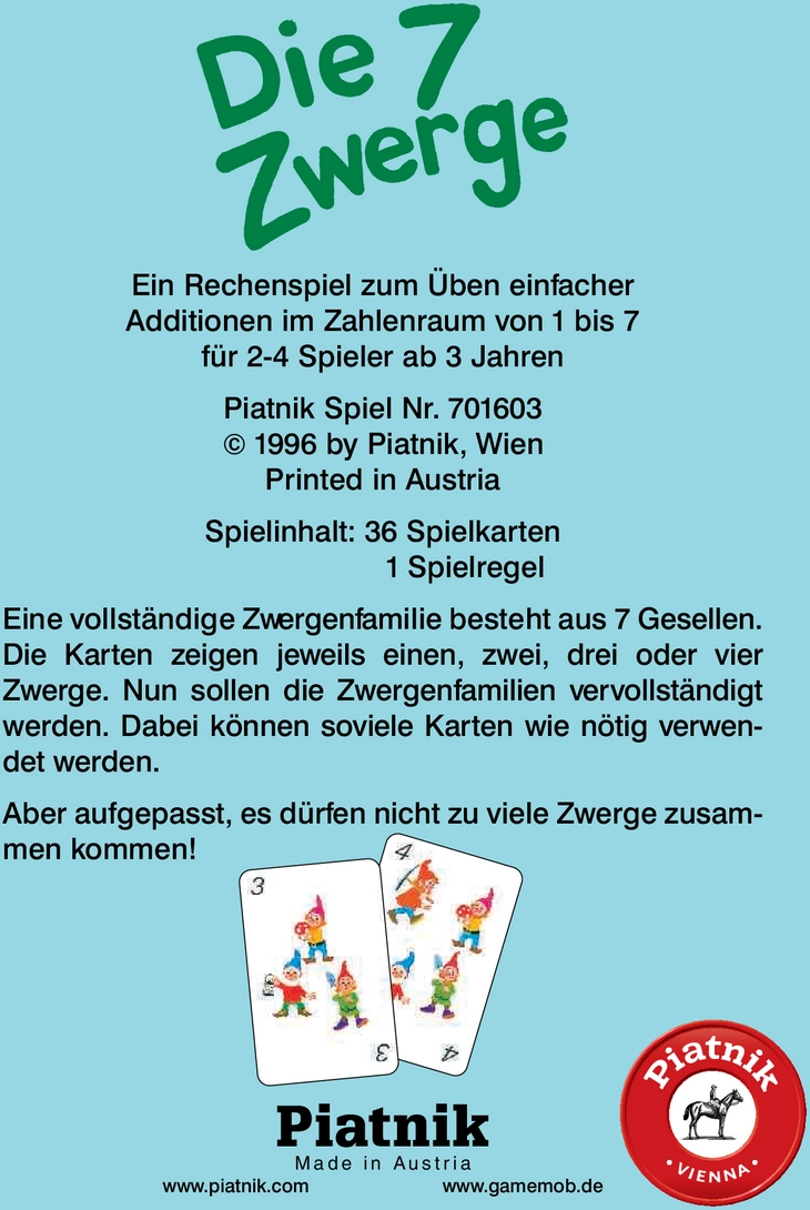 Die 7 Zwerge - Ein Rechenspiel für Kinder