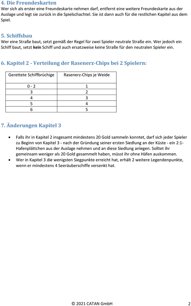 Die Legende der Seeräuber - Regeln für das Spiel zu zweit