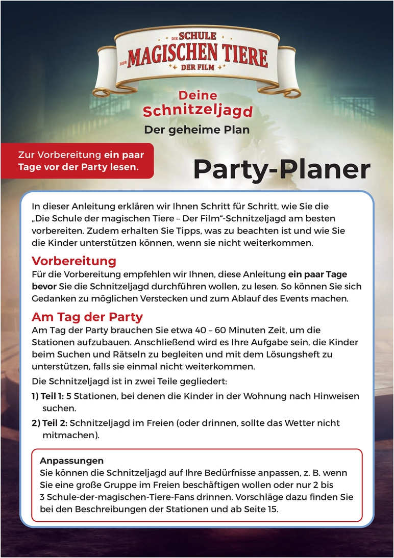 Die Schule der magischen Tiere - Schnitzeljagd Anleitung zur Ratespiel-Party
