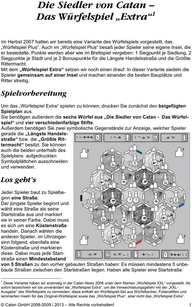 Die Siedler von Catan - Das Würfelspiel Extra: Spielanleitung und Regeln