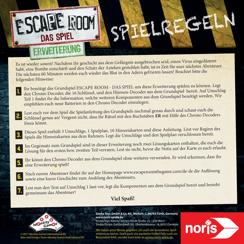 Escape Room - Das Spiel: Erweiterung Anleitung und Regeln