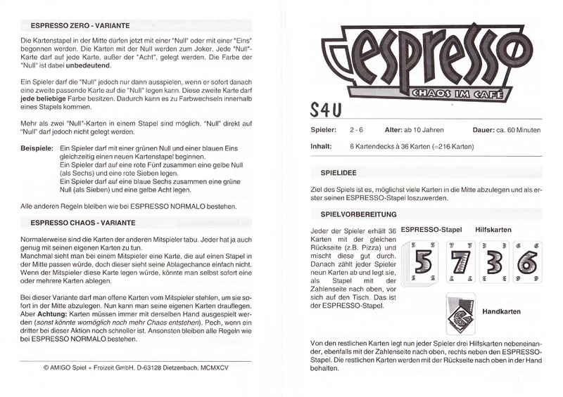 Espresso - Chaos im Café Kartenspiel Anleitung