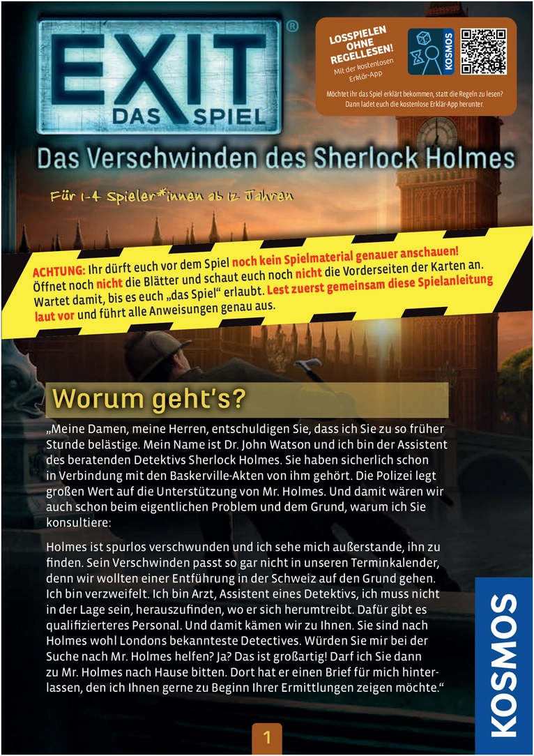 EXIT - Das Spiel: Das Verschwinden des Sherlock Holmes