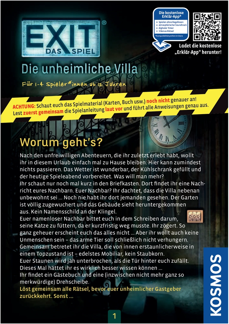 EXIT - Die unheimliche Villa Spielanleitung und Regeln