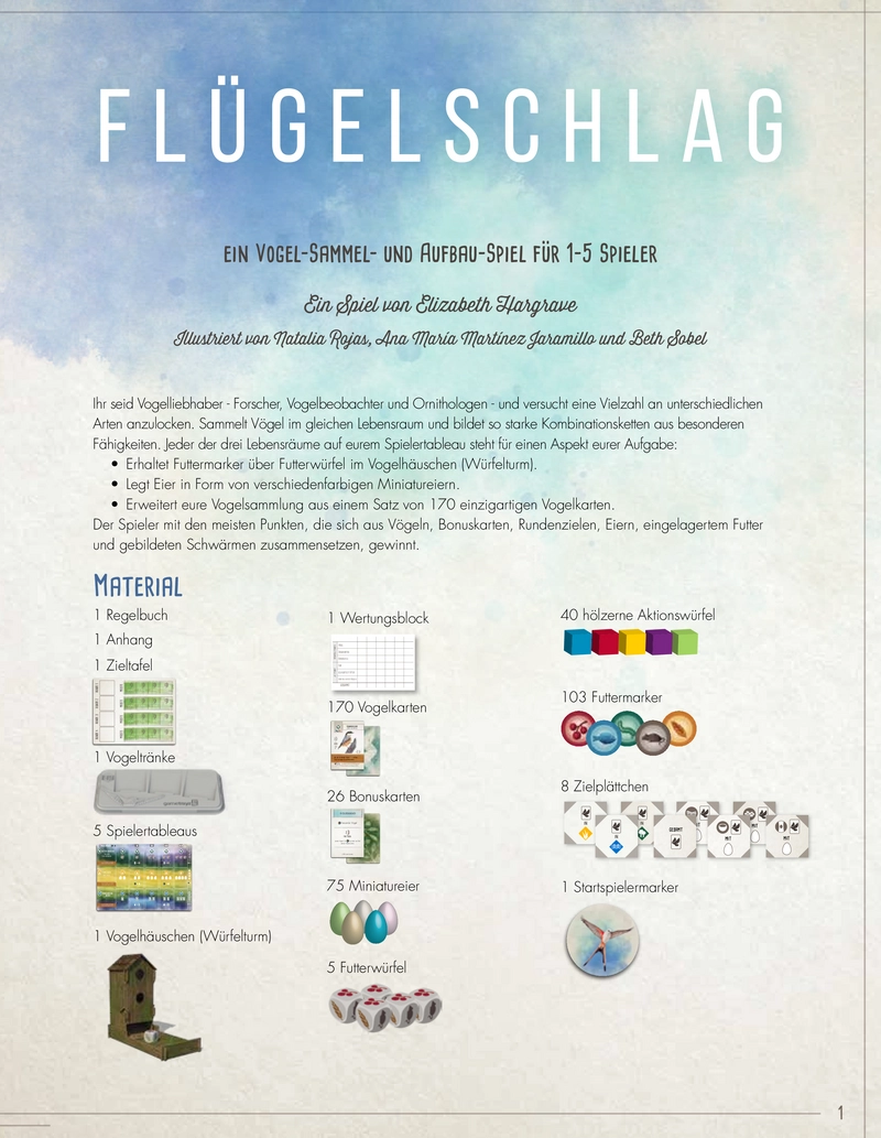 Flügelschlag - Ein Vogel-Sammel- und Aufbauspiel für 1-5 Spieler