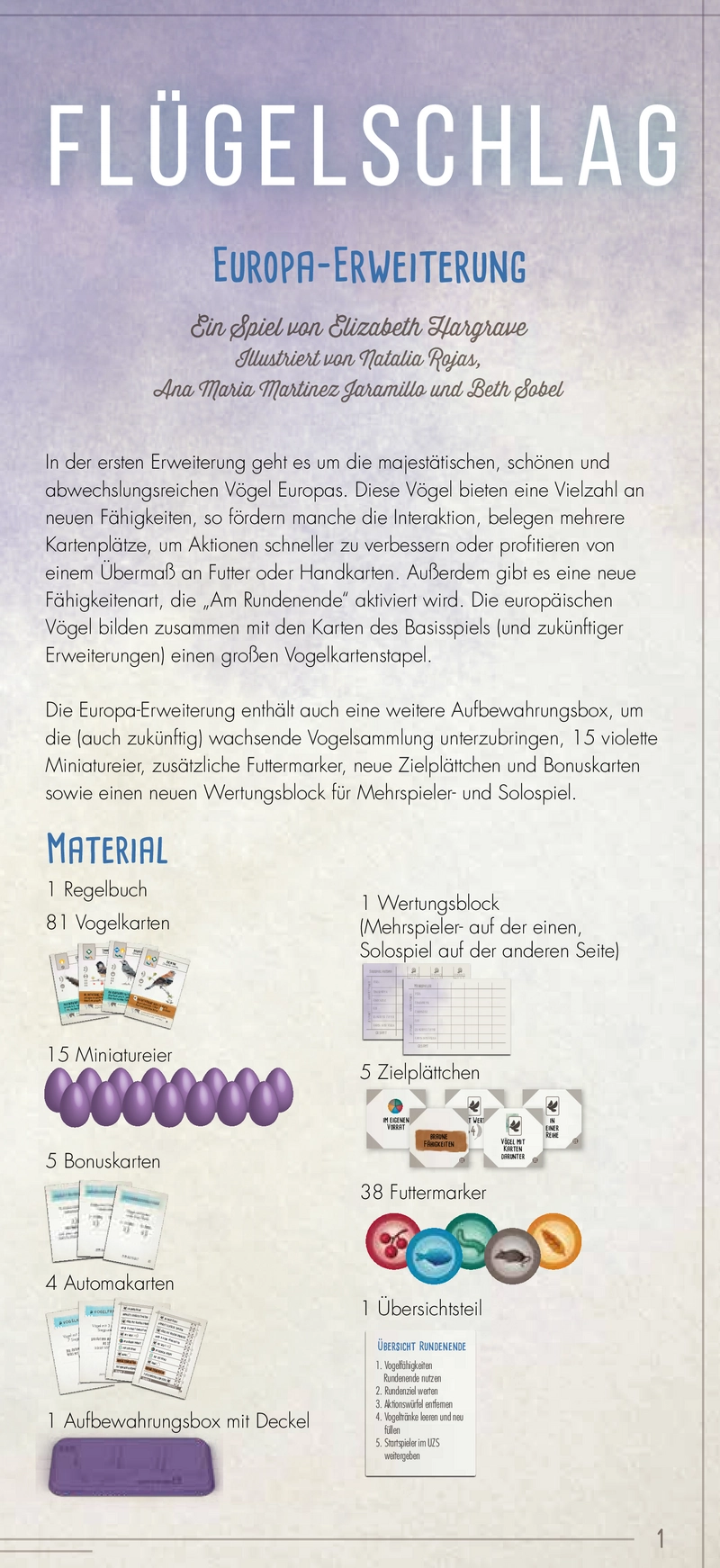 Flügelschlag - Europa-Erweiterung Spielanleitung