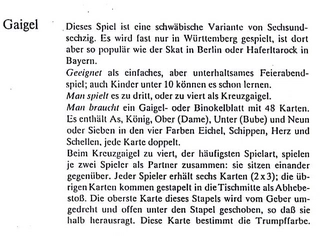 Gaigel - Schwäbische Variante von Sechsunddreißig