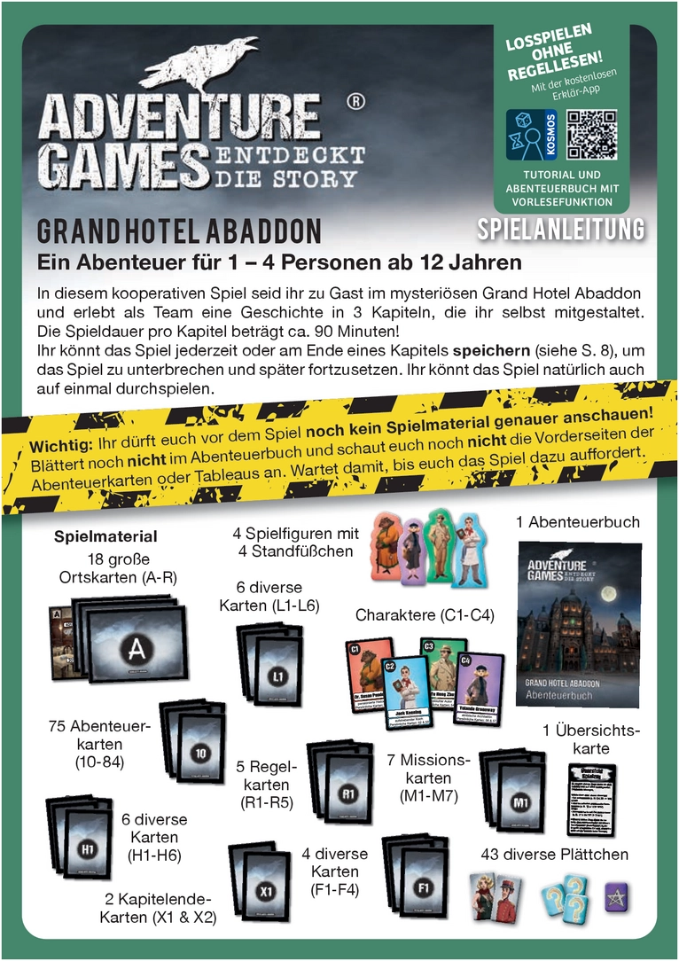 Grand Hotel Abaddon - Abenteuer für 1-4 Spieler ab 12 Jahren