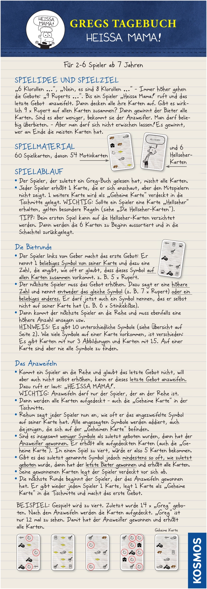 Gregs Tagebuch: Heissa Mama! Kartenspiel Anleitung