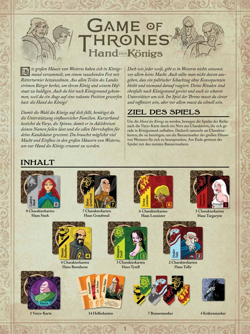 Game of Thrones: Hand des Königs - Spielanleitung und Regeln