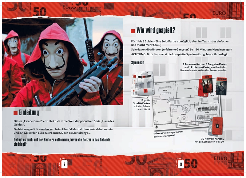Haus des Geldes: Escape Game - Spieleanleitung und Regeln