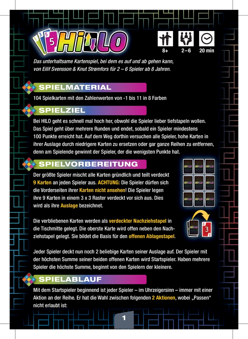 HILO - Das unterhaltsame Kartenspiel für 2-6 Spieler