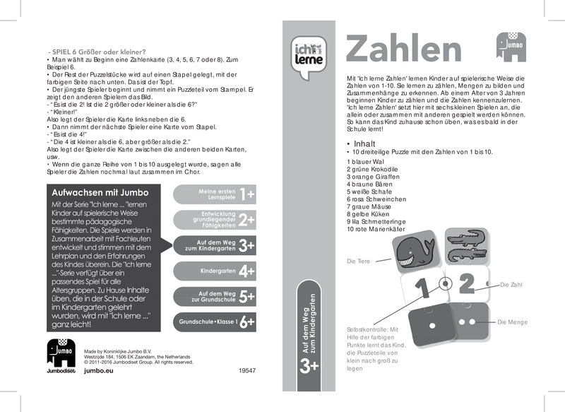 Ich lerne Zahlen - Spielanleitung für Kinder