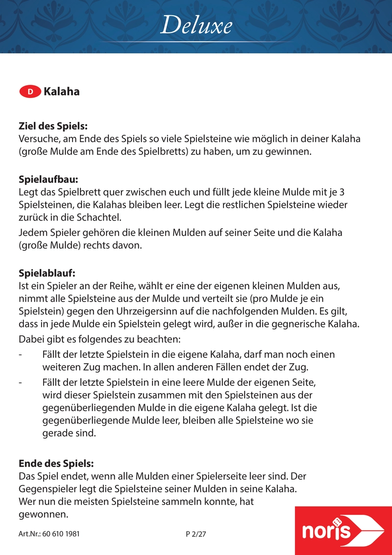 Kalaha - Strategisches Spiel für zwei Spieler