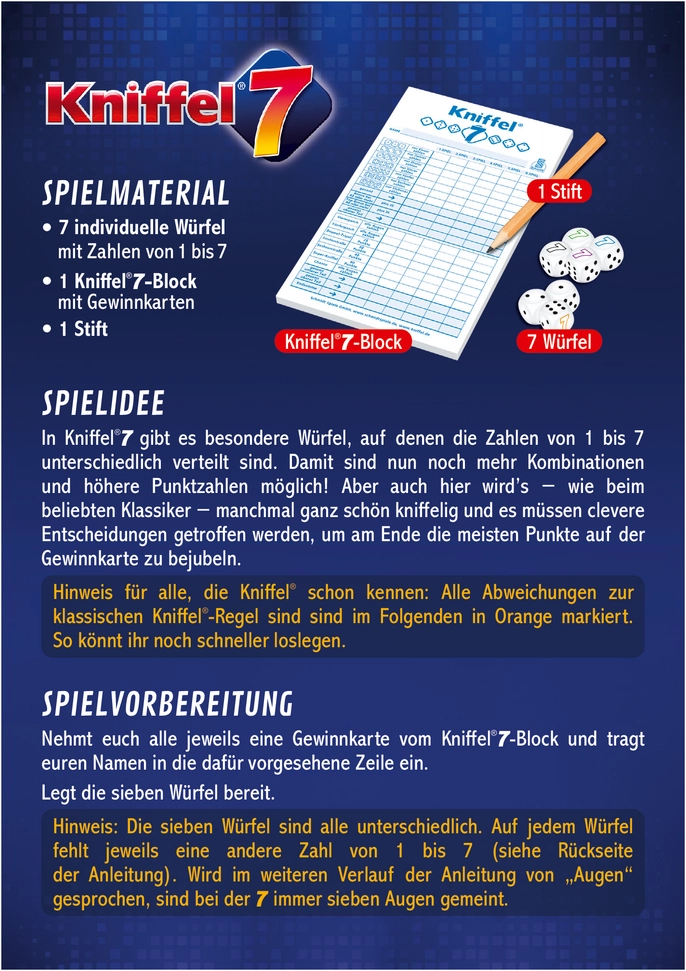Kniffel 7 - Das spannende Würfelspiel für die ganze Familie
