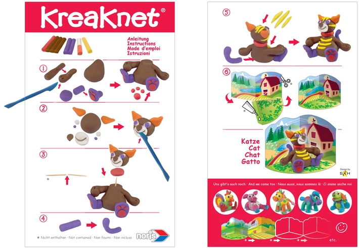 Kreaknet Anleitung Katze Bastelspiel für Kinder