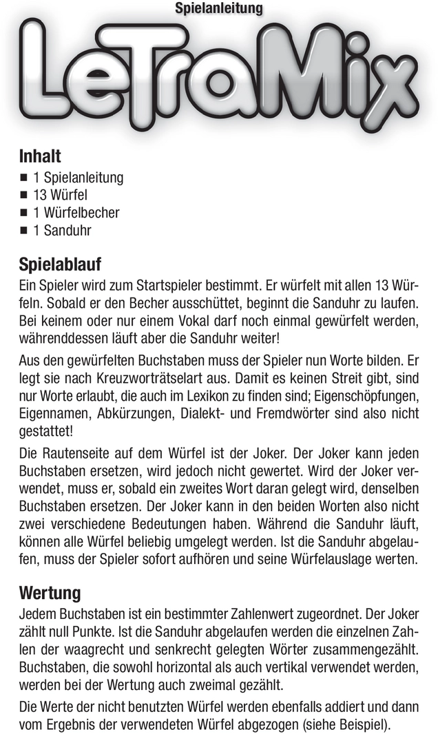 LetraMix - Spannendes Wortspiel mit Würfeln