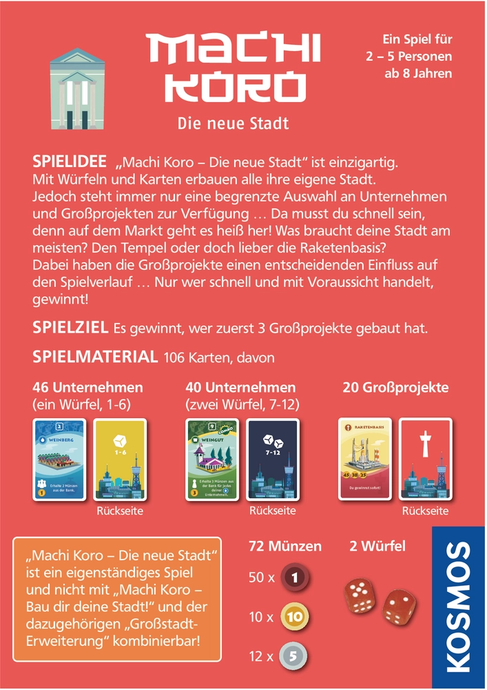 Machi Koro - Die neue Stadt: Spielanleitung und Regeln