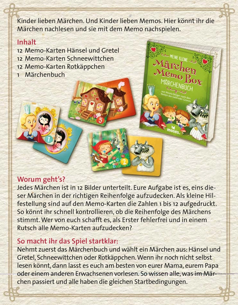Märchen Memo Box - Spielanleitung für Kinder