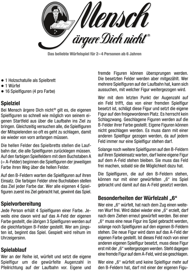 Mensch ärgere Dich nicht - Anleitung und Spielregeln