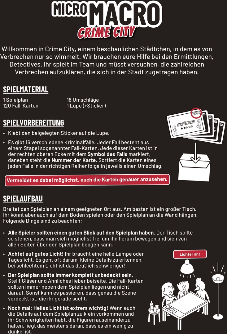 MicroMacro Crime City - Spieleanleitung und Regeln