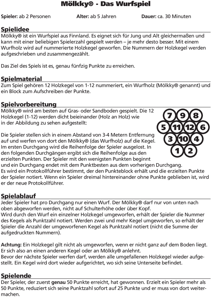 Mölkky - Das kultige Wurfspiel für Jung und Alt