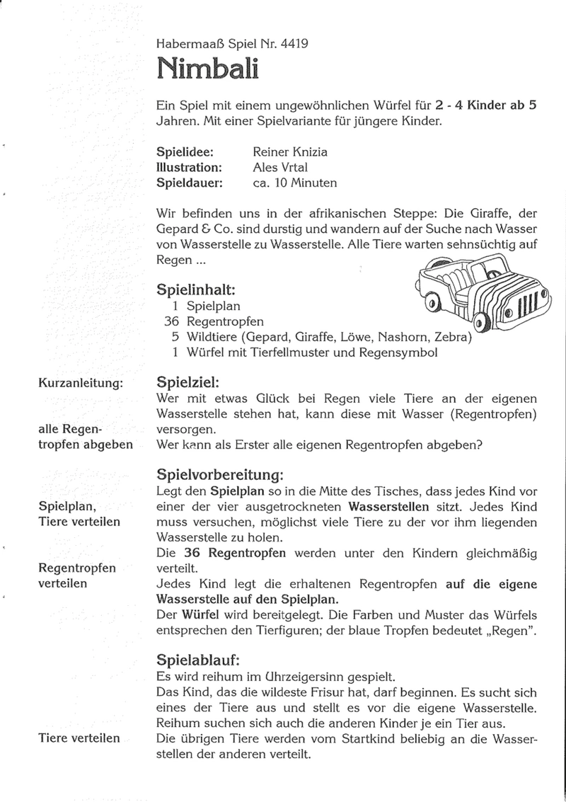 Nimbali - Spielanleitung für Kinder ab 5 Jahren