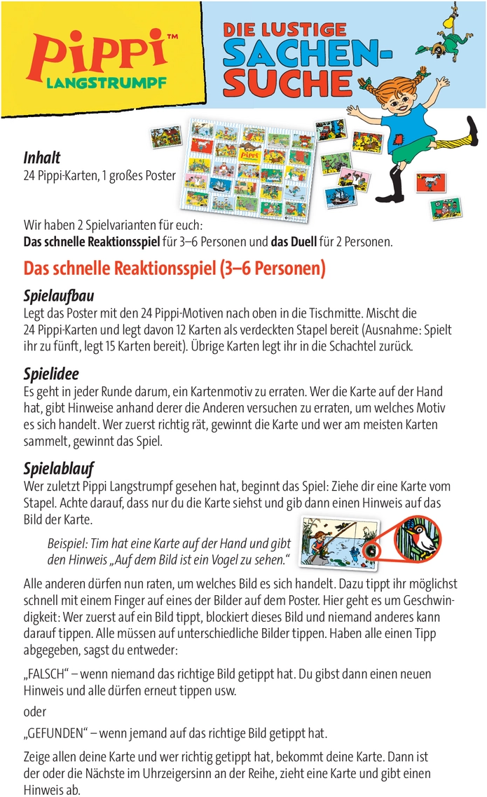 Pippi Langstrumpf - Die lustige Sachensuche Spielanleitung