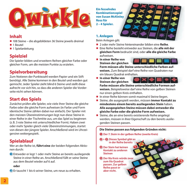 Qwirkle - Gesellschaftsspiel für 2 bis 4 Spieler