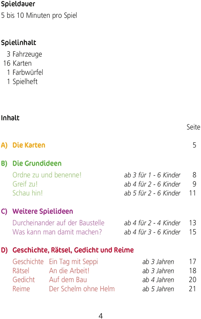 Ratz Fatz auf die Baustelle - Spielanleitung für Kinder