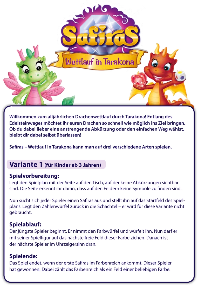Safiras - Wettlauf in Tarakona - Spielanleitung