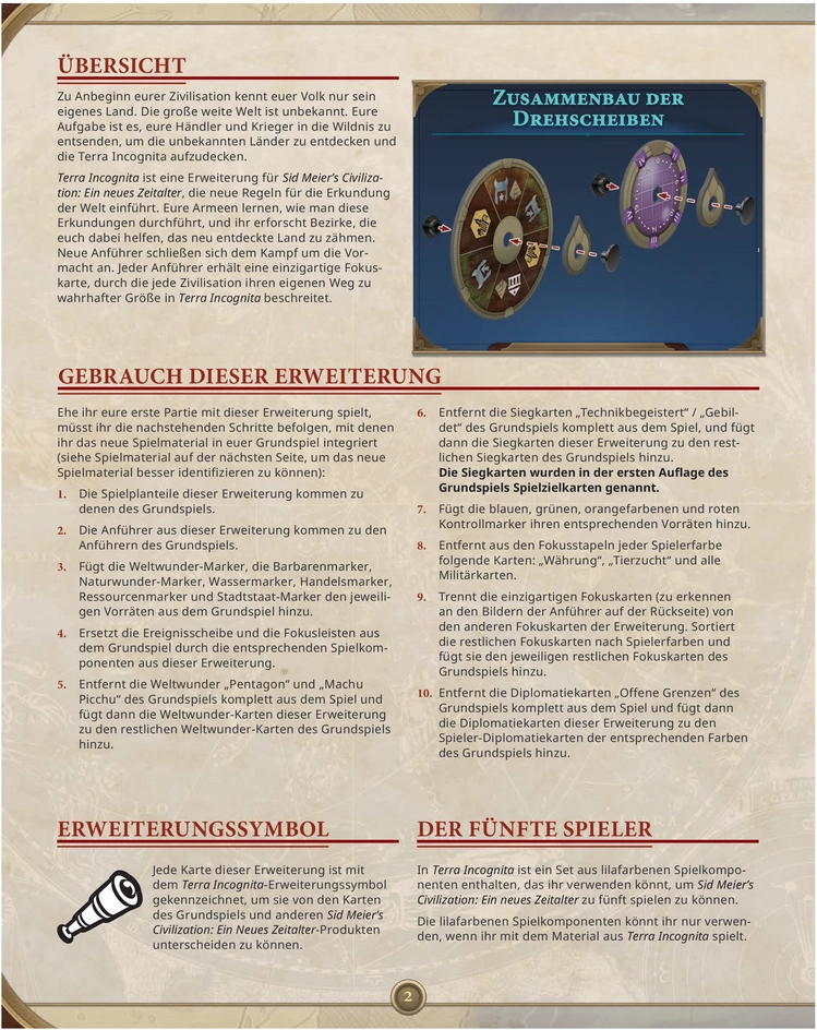 Sid Meier’s Civilization: Ein neues Zeitalter - Terra Incognita Spielanleitung