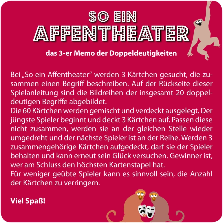 So ein Affentheater - Das 3-er Memo der Doppeldeutigkeiten