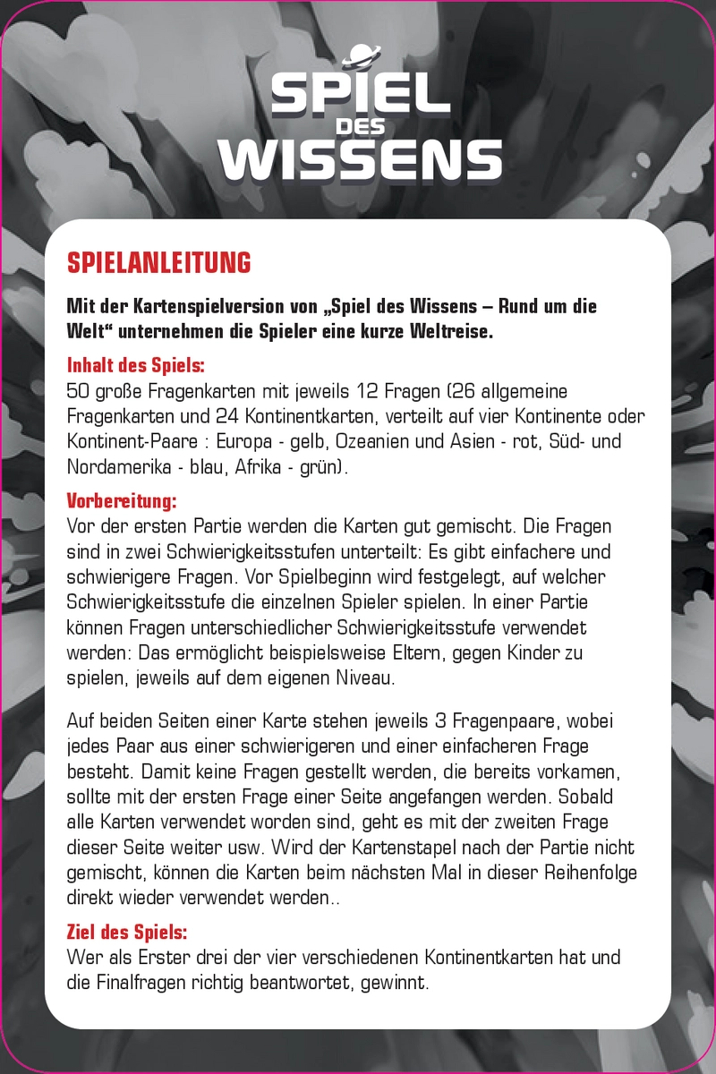 Spiel des Wissens - Kartenspiel Anleitung und Regeln