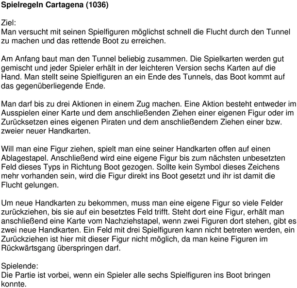 Spielanleitung Cartagena - Brettspiel für Strategen