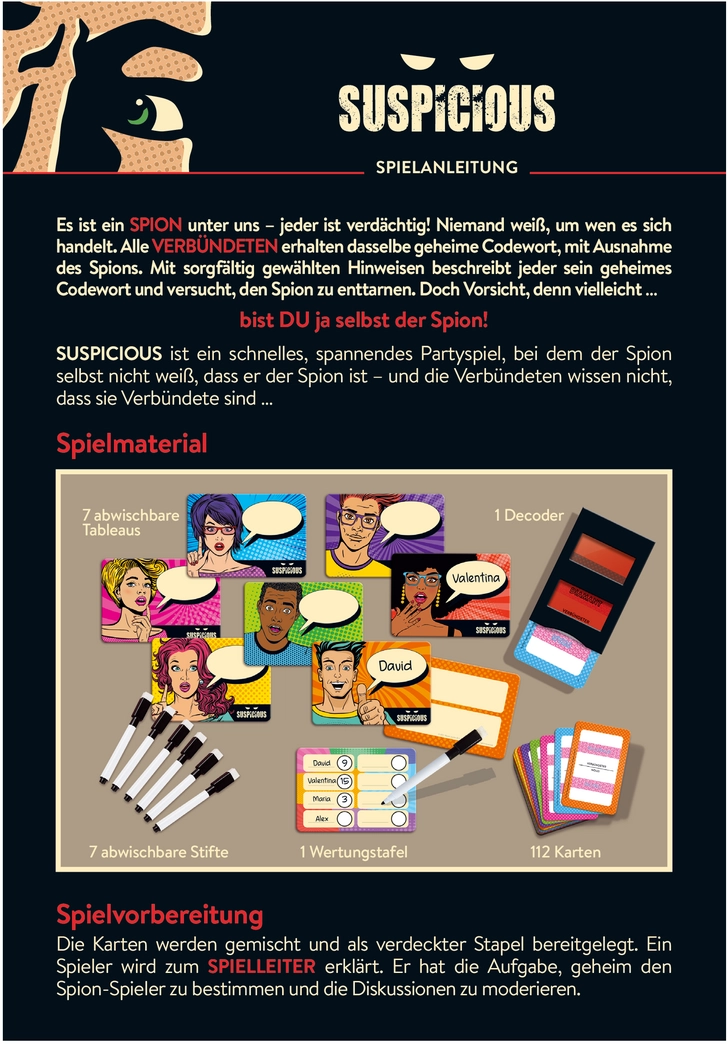 Suspicious - Das spannende Partyspiel zum Enttarnen des Spions