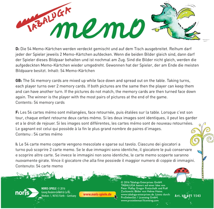 Tabaluga Memo Spielanleitung für Kinder