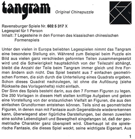 Tangram - Original Chinapuzzle für kreatives Legen